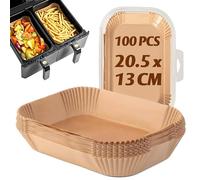 Ateweita Papel de horno para freidoras de aire, 100 hojas - Láminas de pergamino para airfryer, Air fryer Baking Paper (100, Rectangular 20 * 13 * 4.5cm)