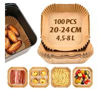 Ateweita Papel de horno para freidoras de aire, 100 hojas - Láminas de pergamino para airfryer, Air fryer Baking Paper (100, Cuadrado 20 * 4.5cm)