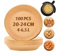 Ateweita Papel de horno para freidoras de aire, 100 hojas - Láminas de pergamino para airfryer, Air fryer Baking Paper (100, Redondo 20 * 4.5cm)