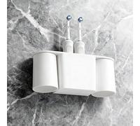 Ateweita Portacepillos de Dientes de Pared, Organizador para Cepillos y Pasta Dental, Diseño Autovaciado, Ahorra Espacio, Soporte sin Taladrar para Almacenamiento de Baño (1, White, 25.6 * 10cm)