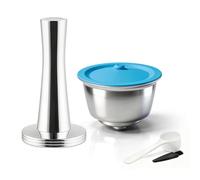AtfArt Cápsula de café Reutilizable for Dolce Gusto, Acero Inoxidable 304 Recargable Cápsula de Café con Tapa de Silicona de Grado Alimenticio, 41mm Prensador, Cuchara y Cepillo