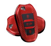 ATFIGII Funda de la Llave compatibile con 208 308 508 3008 5008 Funda Llave Coche Carcasa para Opel Crossland X Astra ST Protector de Llave TPU Keyless 3 Botones Rojo-Carbone Textur