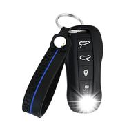 ATFIGII Funda para llave compatible con Porsche 911 Carrera S para Macan GTS para Taycan para Cayenne 2019-2025 Funda de silicona para llave de coche con llavero 4 botones C Negro