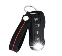 ATFIGII Funda para llave compatible con Porsche 911 Carrera S para Macan GTS para Taycan para Cayenne 2019-2025 Funda de silicona para llave con llavero 4 teclas Color Negro