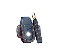 ATFIGII Funda para llavero compatible con Mercedes Benz GLE GLS ES 450 350 580 de piel hecha a mano, 3 botones azules, smart key 3 buttons