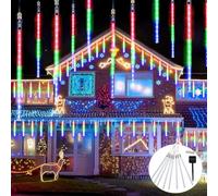ATFKZADV Guirnalda Luces Solar Meteoros Lluvia Luces Exterior con 11.8 Pulgadas 8 Tubos 240 LED，Luces de Ducha de Meteoritos IP65 Impermeables para Árbol de Navidad Jardín Patio Bodas Fiesta