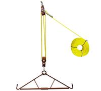 ATFLBOX sistema de elevación de horca salvaje con dos poleas, horca giratoria y horca salvaje de montaña con polipasto y freno - capacidad de carga: 300 kg, longitud de la cuerda: 12 m