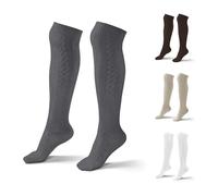 Atforna Calcetines largos para traje regional para hombre y mujer, de algodón, para Oktoberfest y otras celebraciones, paquete de 1 unidad, tallas 35 hasta 50, gris oscuro, 43-46