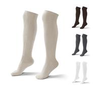 Atforna Calcetines largos para traje regional para hombre y mujer, de algodón, para Oktoberfest y otras celebraciones, paquete de 1 unidad, tallas 35 hasta 50, beige, 43-46