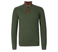 Atforna Jersey de cuello alto para hombre, suéter de punto de invierno con media cremallera, jersey de punto para hombre de manga larga con patrón de trenza y puños acanalados, Verde militar., XXL