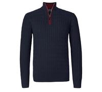 Atforna Jersey de cuello alto para hombre, suéter de punto de invierno con media cremallera, jersey de punto para hombre de manga larga con patrón de trenza y puños acanalados, azul oscuro, XL