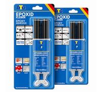 ATG® 2x Cola epoxi 2K profesional - Encola plàstic, vidre i metall amb força extrema - Transparent, ràpid i resistent per a tot tipus de reparacions - Juego de 2