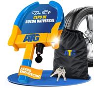 ATG Cepo Coche y Remolque - Antirrobo Coche Mecánico Universal - Cepo Rueda para Coche, Caravana, Remolque, Moto y Scooter - Inmovilizador Antirrobo para Coche 18-28 cm