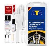 ATG Kit de Reparación de Llantas de Aluminio - Reparador de Arañazos y Bordillazos con Masilla 2K y Pintura Plata Metalizada - Kit Completo