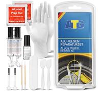 ATG® Kit reparación Llantas Aluminio Plata Metalizada - Incluye lápiz de Pintura - 13 Piezas para Arreglar arañazos rápida y fácilmente