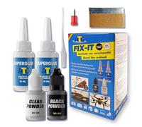 ATG® Pegamento Fuerte 2K Set Doble con Granulado - Super Glue/Superglue/Cianocrilato Extrafuerte para Plástico, Metal, Vidrio, Madera y Reparaciones DIY, Pegamento Rápido