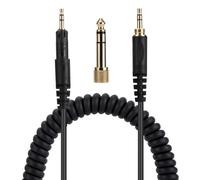 ATH-M40X M50X M70X - Cable de audio de repuesto compatible con auriculares Audio Technica de 3,5 mm (6,35 mm) a jack estéreo de 2,5 mm, cable en espiral de 1,4 metros, color negro