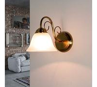 ATHEN Aplique interior estilo antiguo con pantalla de cristal E14 de bajo deslumbramiento de latón Lámpara de pared country house