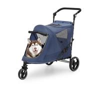 Athena Collection Cochecito para mascotas de 3 ruedas, carrito de tela para perros grandes, cochecito para mascotas de 55 libras con ventanas de malla, bolsillo trasero con cremallera, correa de