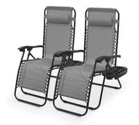 Athena Collection Zero Gravity - Juego de 2 sillas de descanso para exteriores con soporte para tazas, sillas reclinables de 25 pulgadas de ancho, para piscina, césped, tumbona para playa, patio