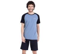 Athena Ecopack Construction 7q02 - Conjunto de Pijama para Hombre, Top Azul espejismo y Negro/bajo Negro, M