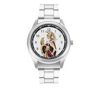 Athena Goddess of Wisdom - Reloj de pulsera de cuarzo personalizado de acero inoxidable con números arábigos para hombres y mujeres