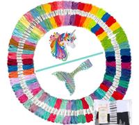 Athena's Elements Embroidery Thread Unicorn and Mermaid Color Palettes, 100 PCS Polyester Floss Coded as Embroidery Numbers, Best Bracelets String Set