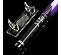 AthlChamp Sable de luz de Duelo Control de Movimiento para Adultos, con empuñadura metálica, Hoja de PC, 16 Fuentes de Sonido, 12 Colores RGB y Soporte para Sable - Negro