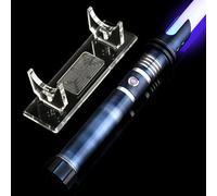 AthlChamp Sable de luz de Duelo Control de Movimiento para Adultos, con empuñadura metálica, Hoja de PC y 16 Fuentes de Sonido Fuentes, 12 Colores RGB y Soporte para Sable - Trueno Azul