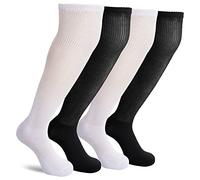 Athlemo Calcetines de bambú diabético para hombre sin unión sobre la rodilla, paquete de 4 calcetines acolchados de circulación médica sin costuras, Multi13-15