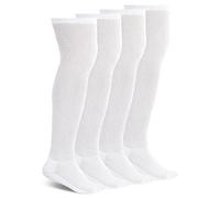 Athlemo Calcetines de bambú para hombre diabéticos no vinculantes sobre la rodilla - Paquete de 4 calcetines acolchados de circulación médica sin costuras, WHI10-13