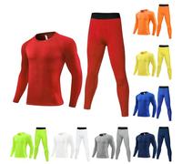 Athletic Base Layer Set for Kids Compression Sets Boys Quick Dry Sports Leggings Football Long Sleeve Skin Shirts Children Lightweight Football Sports Tights Set for Gym Training
