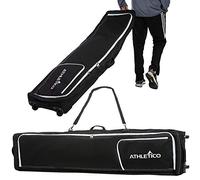 Athletico Rolling Double Ski Bag - Bolsa de esquí acolchada con ruedas para viajes aéreos (Negro, 175 cm)