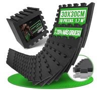 AthleticPro Juego de 18 losetas de suelo 30×30 cm - espuma EVA extra gruesa antideslizante - amortiguadora, impermeable y modular para fitness, entrenamiento en casa y equipos