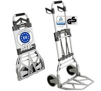 ATHLON TOOLS Carretilla Plegable de Aluminio para Cargas Pesadas TÜV GS-Certificado | Grandes Ruedas de Marcha Suave con Bandas de Rodadura Blandas | Incluye 2 Cuerdas extensoras - Modelo 2025