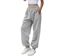 ATHMILE Pantalones deportivos de cintura alta para mujer, pantalones deportivos holgados para descansar, Gris, Small