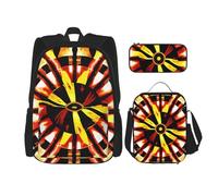 AthuAh Burning Totem Mochila y mochila para niñas y niños con bolsa de almuerzo y estuche para lápices, juego de 3 piezas para senderismo, escuela, excursiones, Black, Talla única
