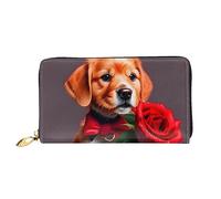 AthuAh Cartera larga de caballero parecido a perros, cartera de viaje y cartera larga de gran capacidad, cartera con cremallera, 19 × 10,5 cm, Black, Talla única