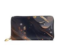 AthuAh Cartera larga mediana oscura para mujer, cartera de viaje, cartera larga de gran capacidad, cartera con cremallera, 7.48 x 4.13 pulgadas, Negro -, Talla única