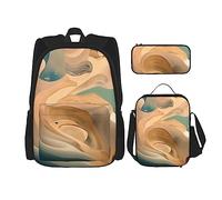 AthuAh Dunhuang - Mochila misteriosa y mochila para niñas y niños con bolsa de almuerzo y estuche para lápices, juego de 3 piezas para senderismo, escuela, excursiones, Black, Talla única