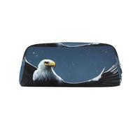 AthuAh Eagle Under The Stars - Estuche para lápices, bolsa portátil para lápices y bolsa de almacenamiento de papelería con cremallera, organizador de gran capacidad, unisex, Silver, Talla única,