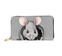 AthuAh Grey Rat - Cartera larga para mujer, cartera de viaje, cartera larga de gran capacidad, cartera con cremallera, 7.48 x 4.13 pulgadas, Negro -, Talla única