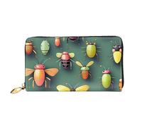 AthuAh Insect Atlas - Cartera larga para mujer, cartera de viaje, cartera larga de gran capacidad, cartera con cremallera, 7.48 x 4.13 pulgadas, Negro -, Talla única