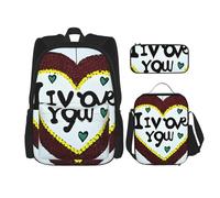 AthuAh Mochila Love Confessions para niñas y niños con bolsa de almuerzo y estuche para lápices, juego de 3 piezas para senderismo, escuela, excursiones, Black, Talla única