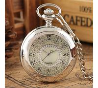 AthuAh Reloj Vintage, Reloj de Bolsillo con Colgante de Plata Hueca con Cadena de Collar for Hombres y Mujeres Esfera de Oro Negro(Green Dial 30cmchain)