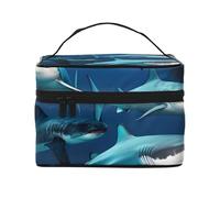 AthuAh Submarine Shark Coral - Neceser de viaje con cremallera, gran capacidad, unisex, adecuado para exteriores, deportes, viajes, etc., Negro -, Talla única