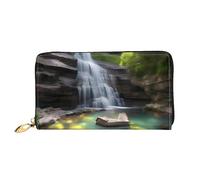 AthuAh Waterfall Views - Cartera larga para mujer, cartera de viaje, cartera larga de gran capacidad, cartera con cremallera, 7.48 x 4.13 pulgadas, Negro -, Talla única