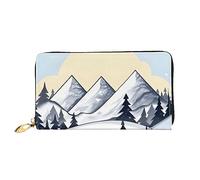 AthuAh White Snowy Mountains - Cartera larga para mujer, cartera de viaje, cartera larga de gran capacidad, cartera con cremallera, 7.48 x 4.13 pulgadas, Negro -, Talla única