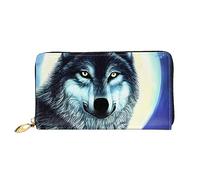 AthuAh Wolf Under Moonwomen'S Long Wallet, Travel Wallet, & Large Capacity Long Wallet, Zipper Wallet, 19 × 10.5 Cm, Black, Talla única