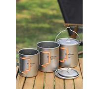 ATiAP Maceta de camping con tapa y mango plegable de plástico, portátil, ligera, para acampar al aire libre, senderismo, mochileros (Ta8315ABHN-GJ+Ta8307AN-GJ+Ta8001P)